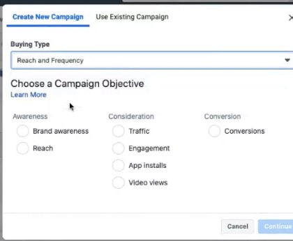 Facebook Ad Objective Reach 