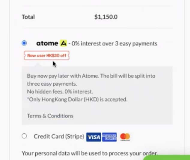 Atome 網上分期付款上線啦，我都有測試過