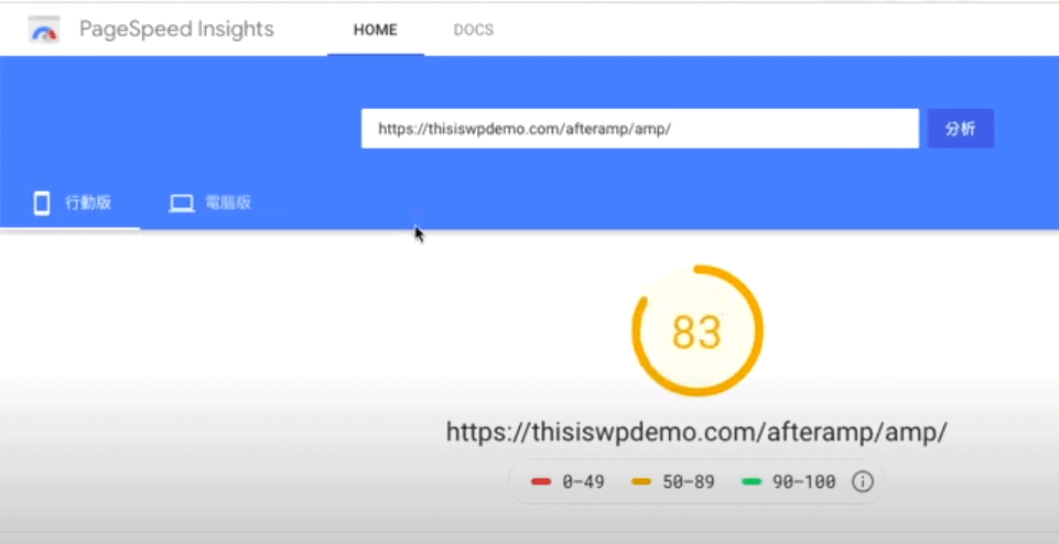 Google Page Speed after Amp Setting