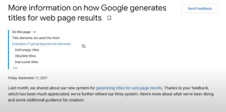 how Google generates title for web page result