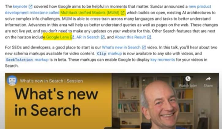 Google 2021年 I/O 活動關於搜尋的場館 Multitask Unified Models (MUM) 官宣
