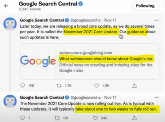 Google Core Update nov 2021