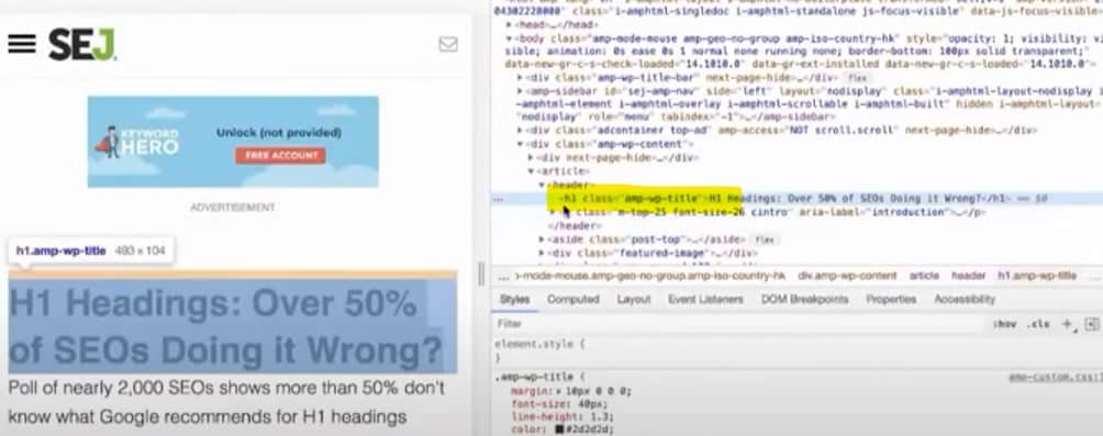 超過 50% 做 SEO 的人士用錯了 H1? H1 檢查方式