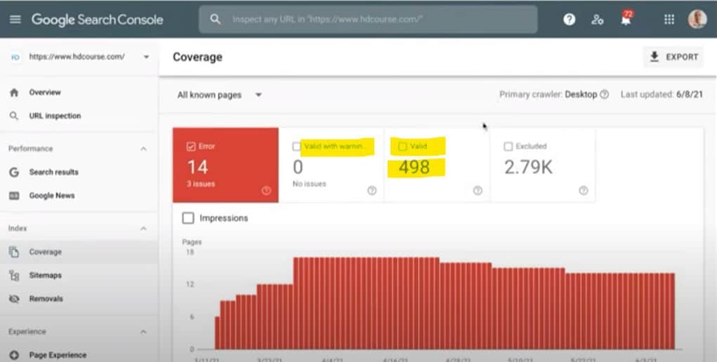 Google 有沒有索引 (index) 的限制? HDcourse Google Search Console 數據