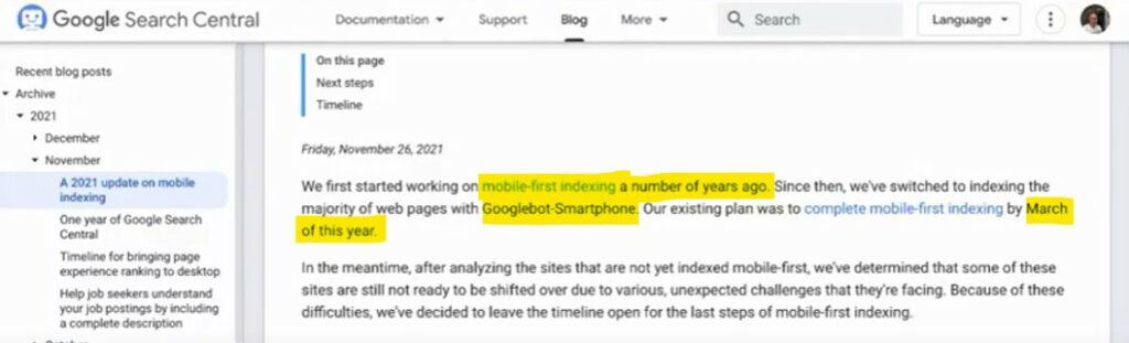 Google Mobile First Indexing March 2021