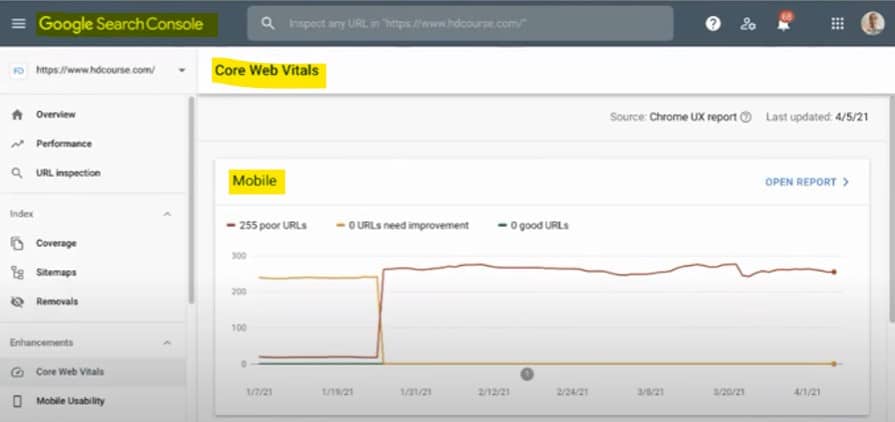 Google Search Console 檢查 Core Web Vitals