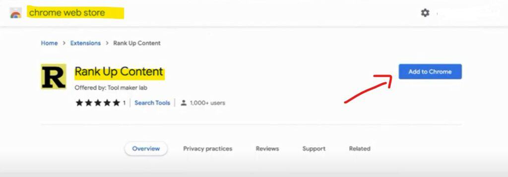 Chrome Web Store 搜尋 Rank Up Content 