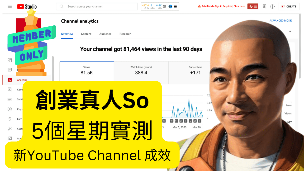 創業真人So - 5個星期實測 新YouTube Channel 成效 (付費會員內容) 創業真人So - 5個星期實測 新YouTube Channel 成效 (付費會員內容)