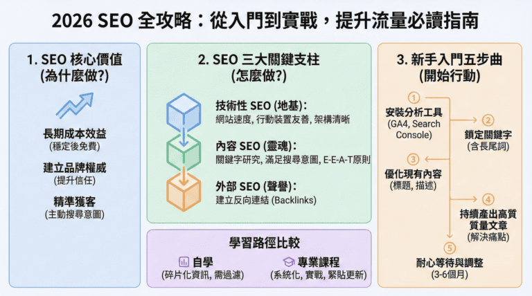 2026 SEO 全攻略：從入門教學到 Google 優化實戰，提升網站流量必讀指南