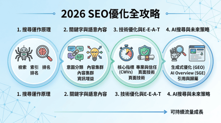 2026 SEO優化全攻略：從搜尋引擎運作原理到AI搜尋（SGE）的頂層實戰策略