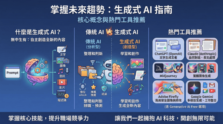 掌握未來趨勢：Generative AI 完整指南與熱門工具推薦